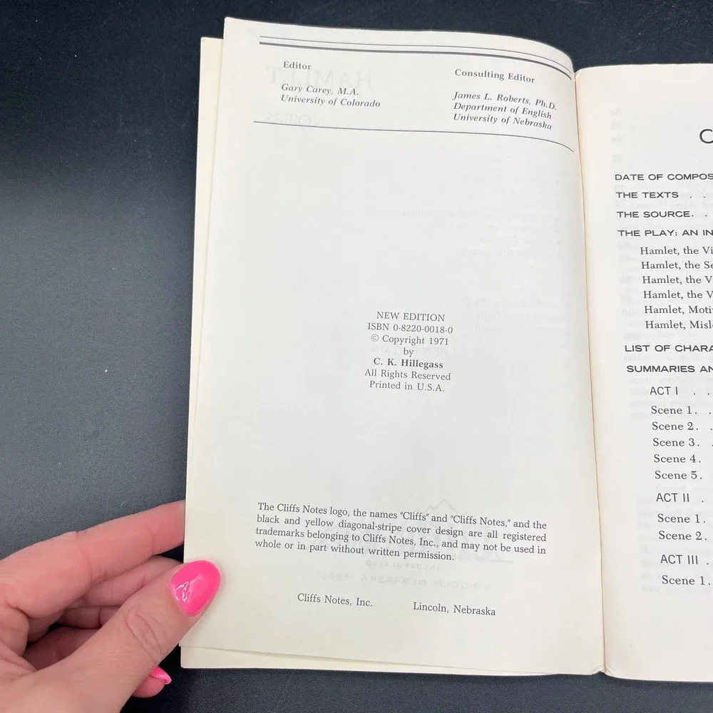 Cliffs Notes Shakespeare Hamlet Study Guide New Edition 1971 Paperback Highlight